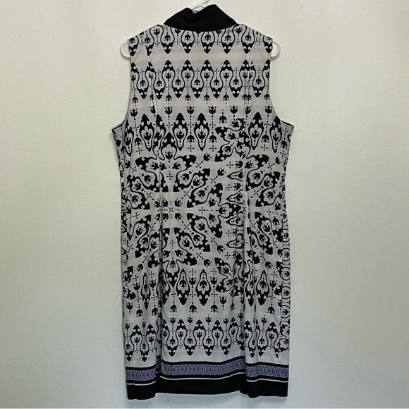 Nicole by Nicole Miller Sleeveless V-neck Button Front Damask Midi Dress; 14 - Picture 6 of 15